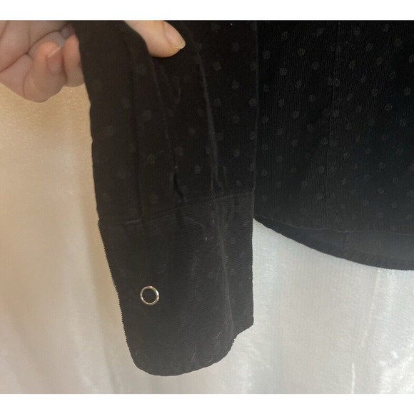 Harve' Benard Womens Snap Down Corduroy Shirt Size M Grunge Casual Preppy Black - Picture 7 of 15